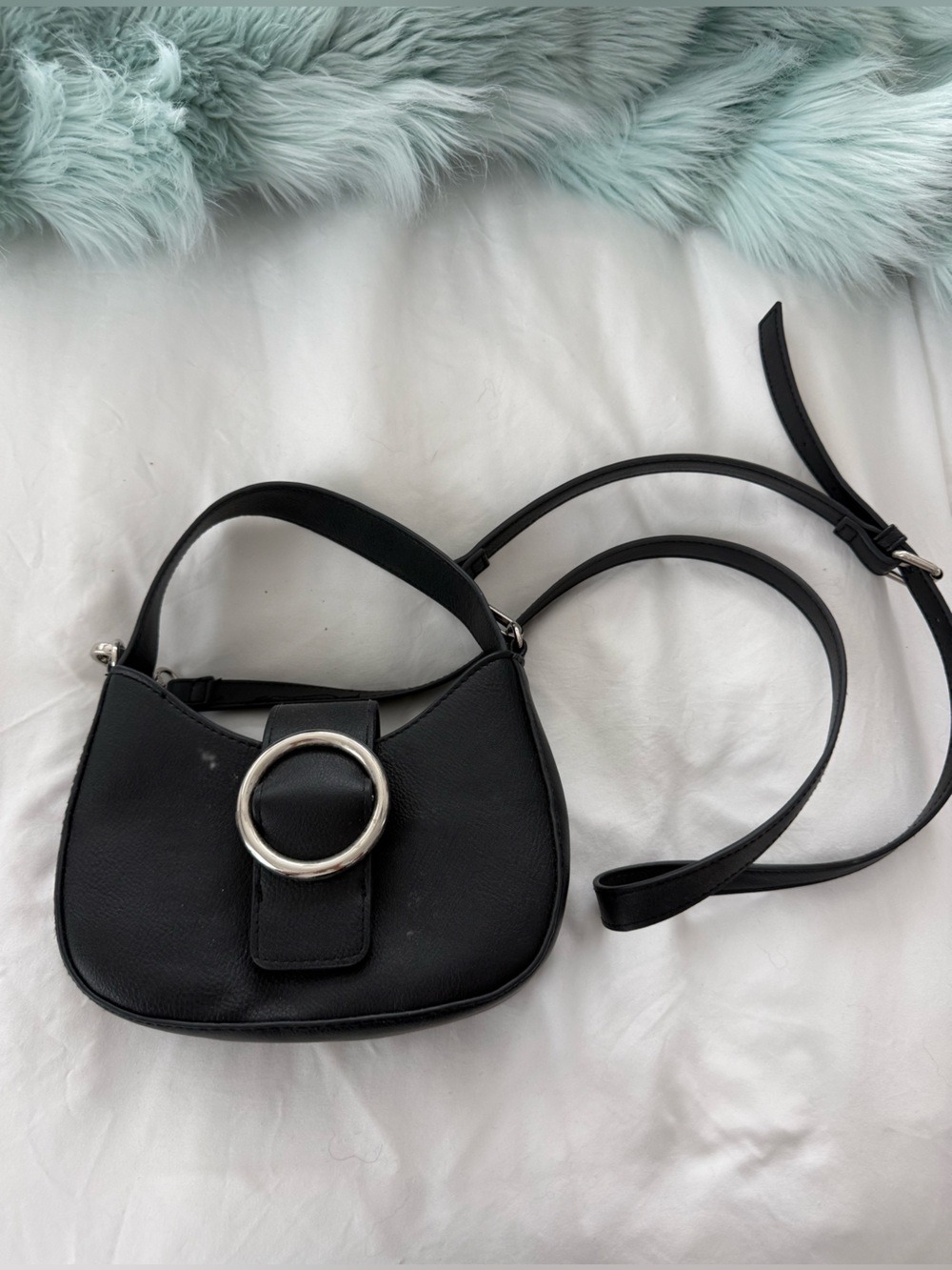 Target Black Crossbody Bag with Silver Ring Accent